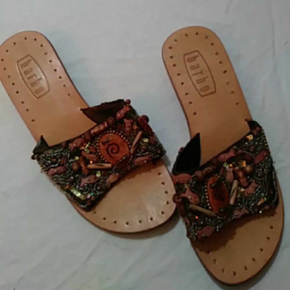 Barbo beaded leather sandals-sz 9B